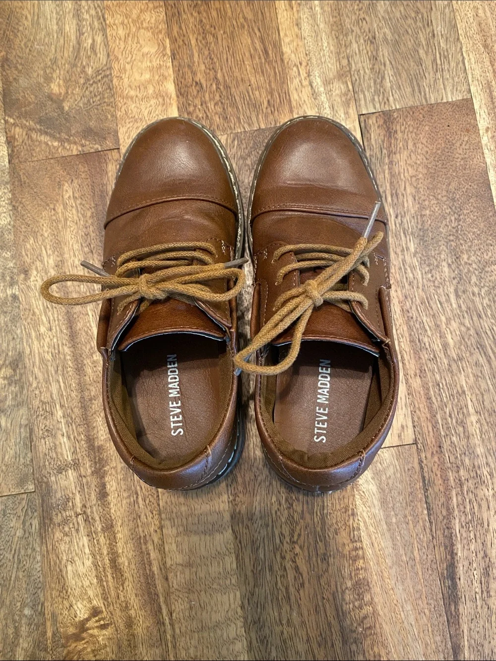 Steve Madden Kids Brown Leather Lace-Up Dress Shoes